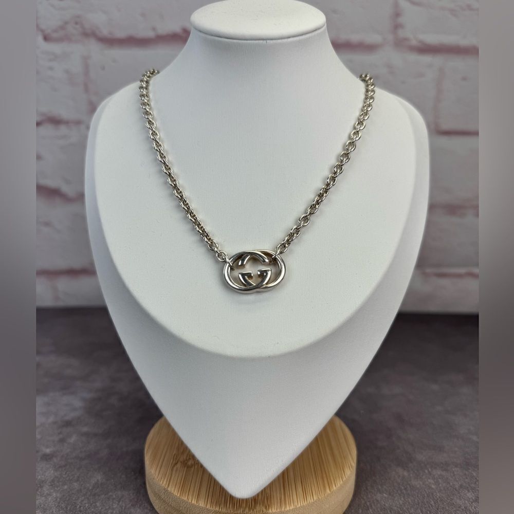 Gucci 925 Silver Interlocking G Necklace Silver - Picture 2 of 9